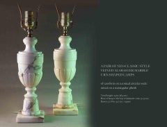 Pair of Neoclassical Veined Alabaster Marble Urn Shaped Table Lamp
