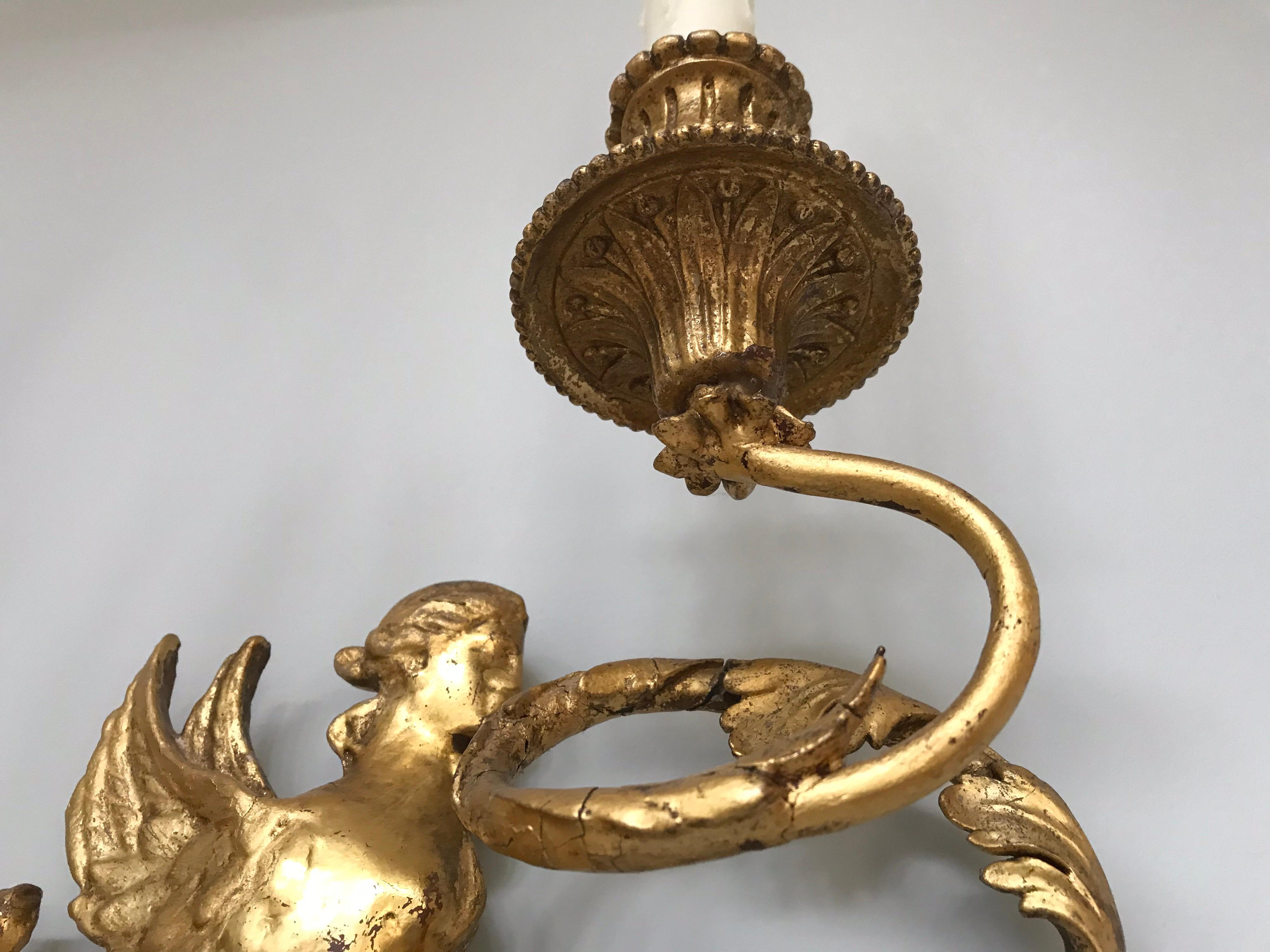 English Neoclassical Gold Gilt  Wall Sconces