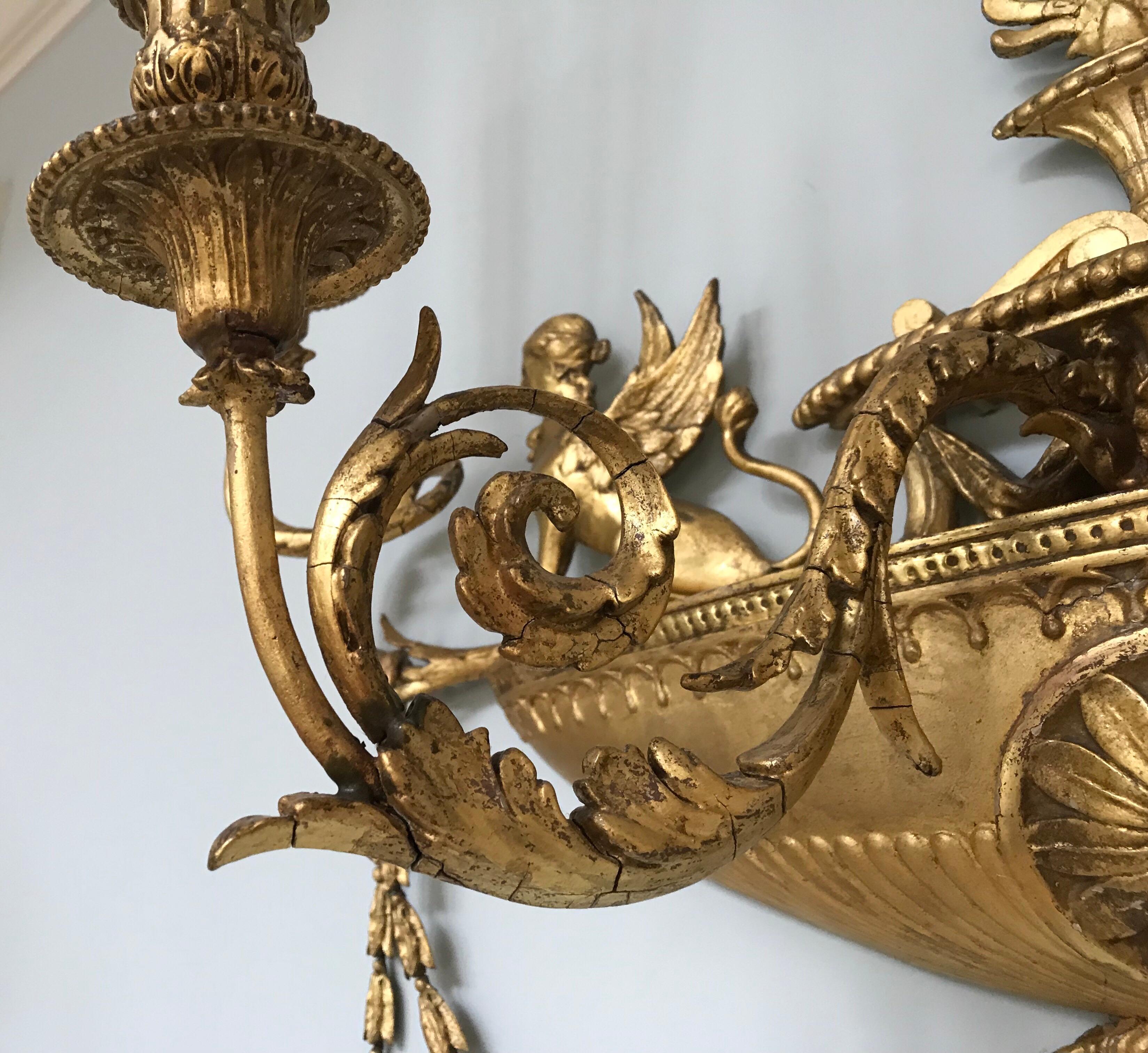 19th Century Neoclassical Gold Gilt  Wall Sconces