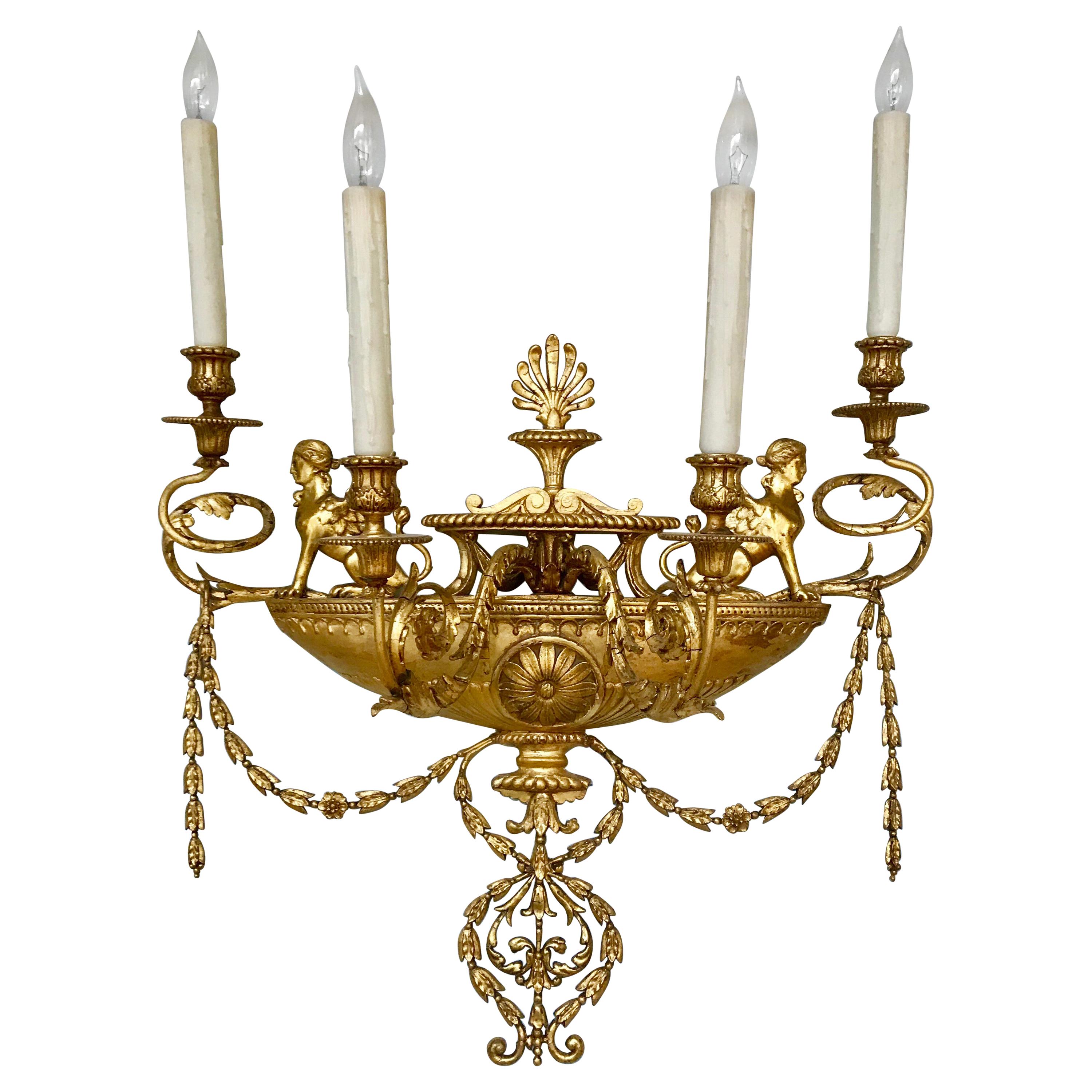 Neoclassical Gold Gilt  Wall Sconces