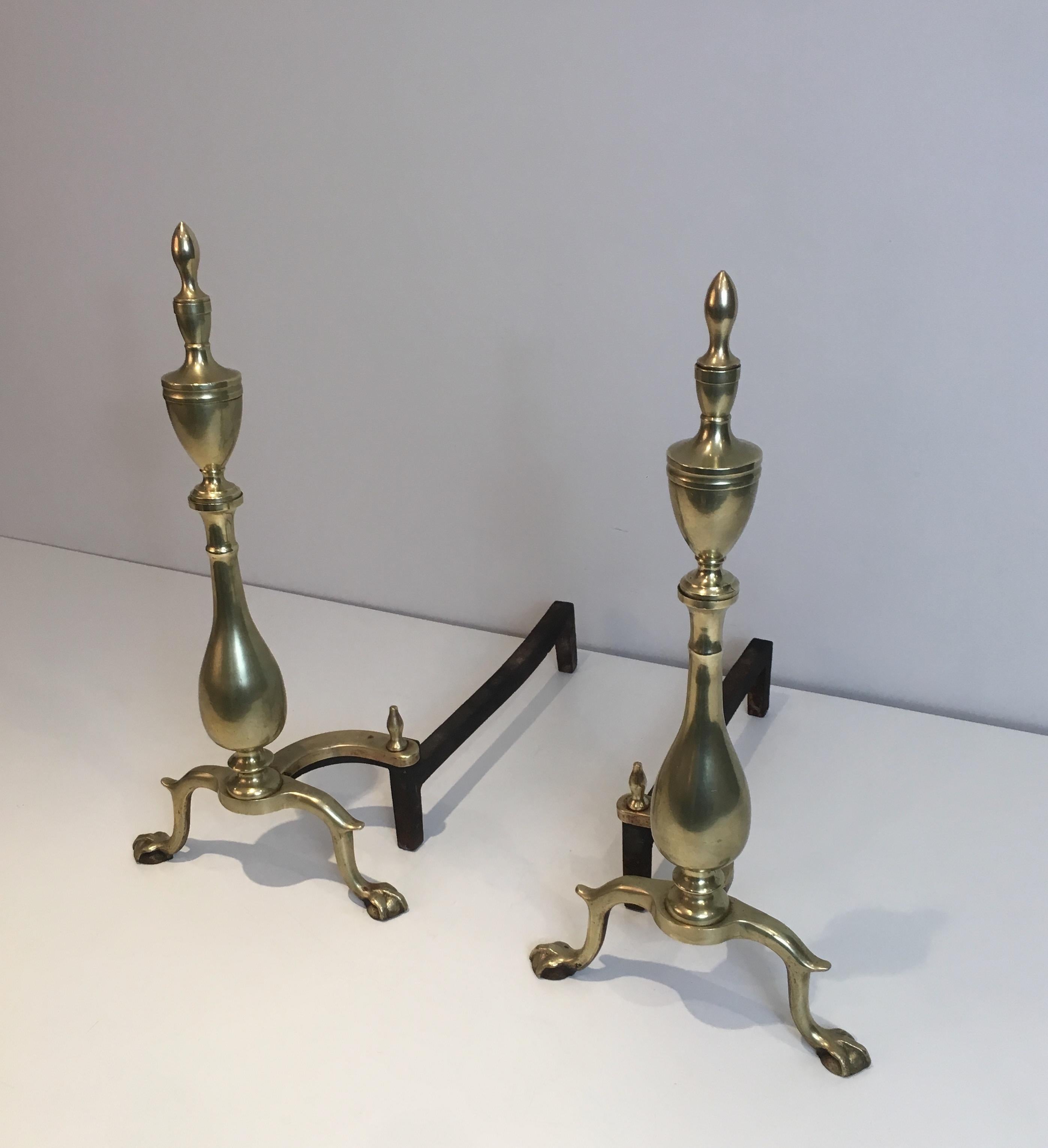 Pair of Neo-Gothic Bronze and Wrought Iron Andirons, French, 19th Century For Sale 7