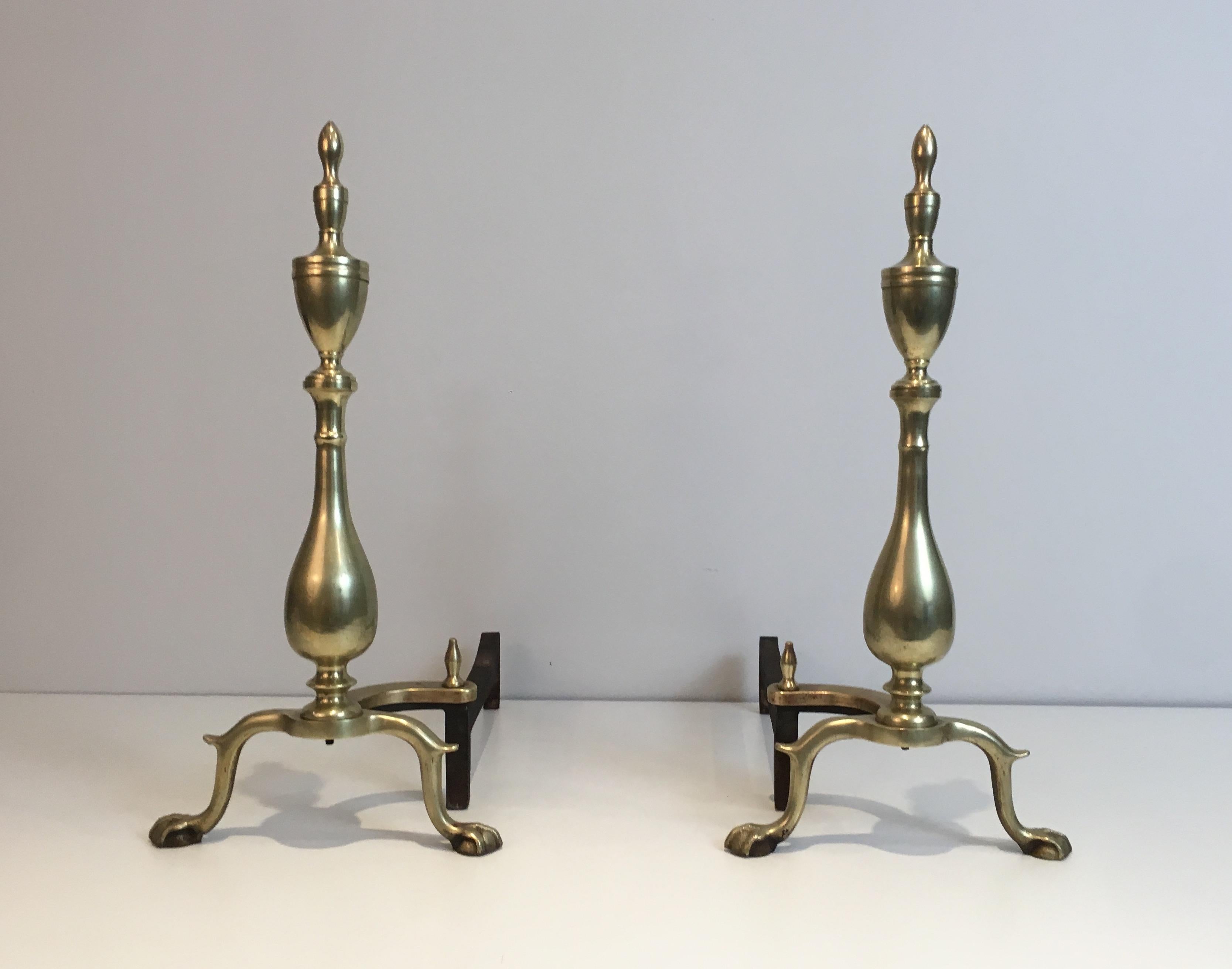 Pair of Neo-Gothic Bronze and Wrought Iron Andirons, French, 19th Century For Sale 8