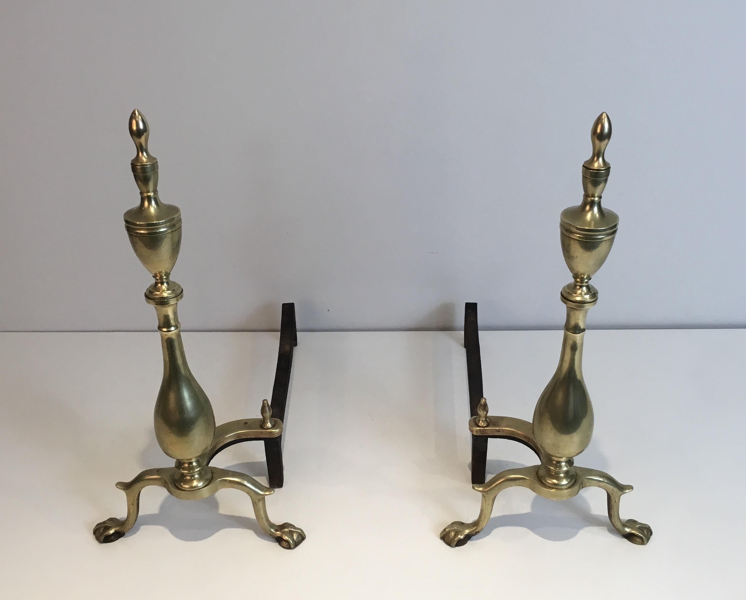 Pair of Neo-Gothic Bronze and Wrought Iron Andirons, French, 19th Century For Sale 9