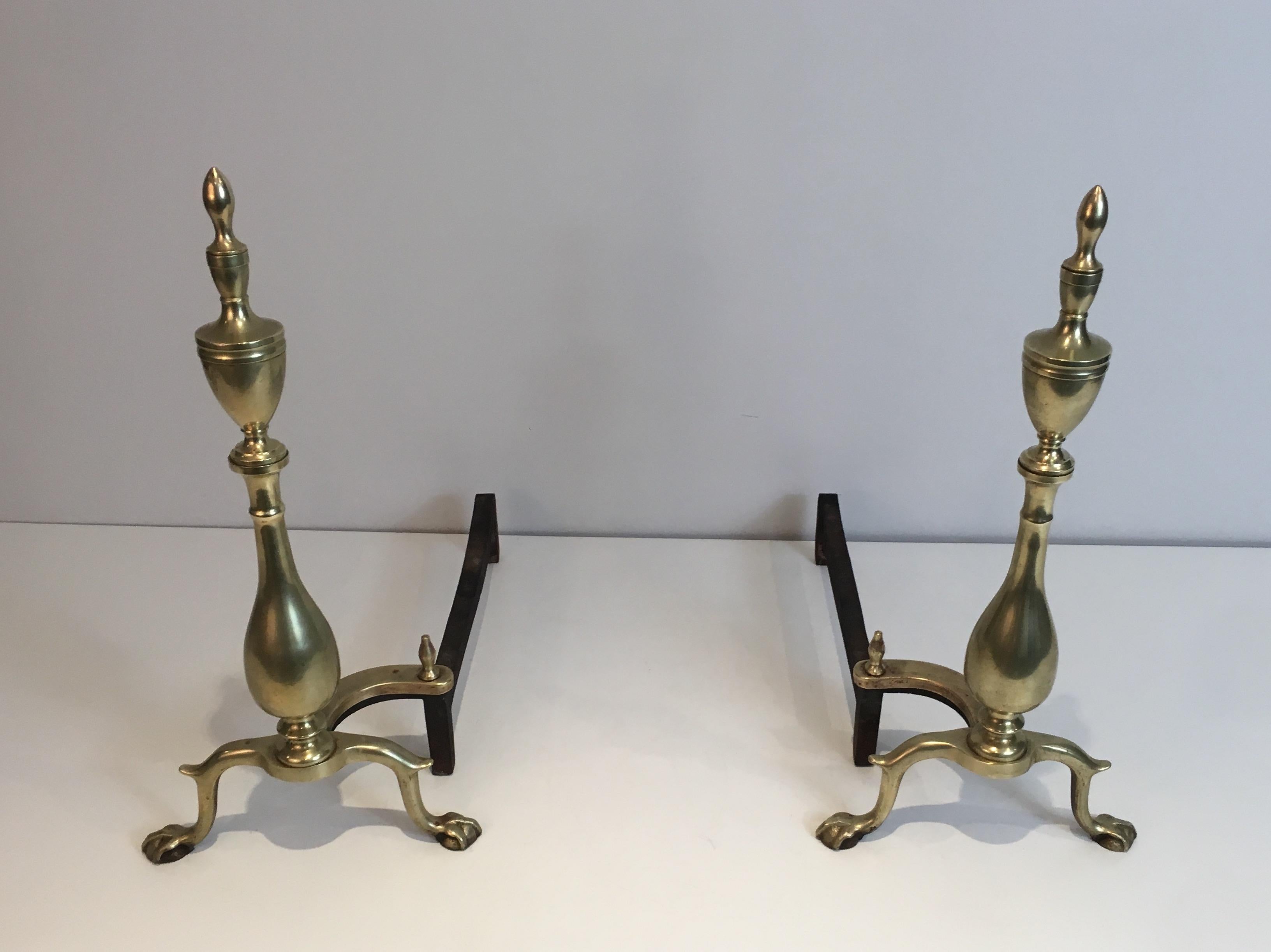Paar neogotische Feuerböcke aus Bronze und Schmiedeeisen, Französisch, 19. Jahrhundert im Angebot 10