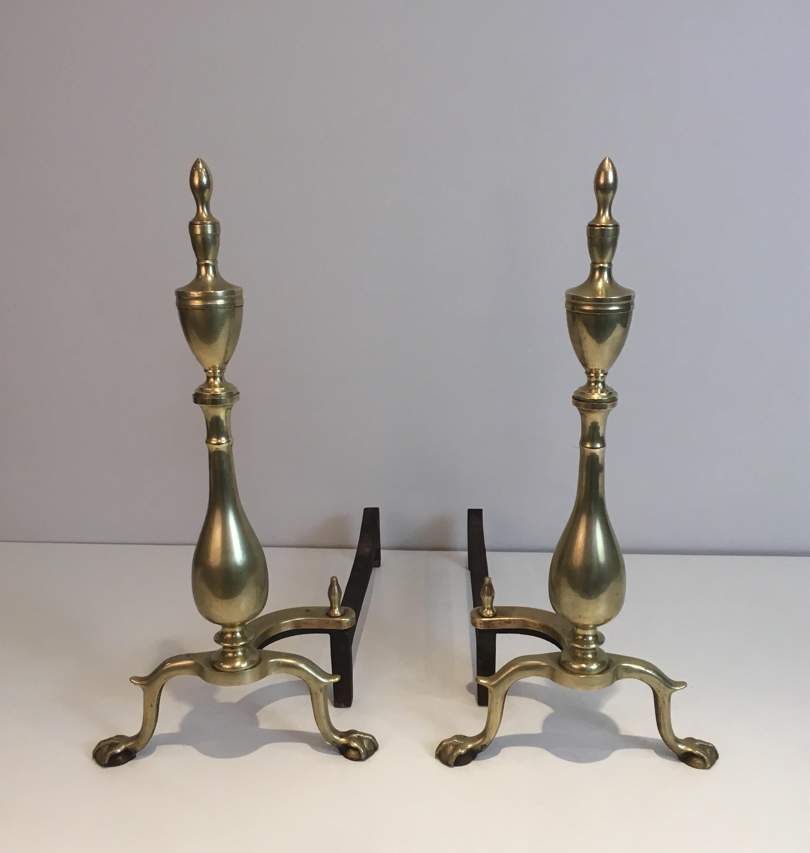 Pair of Neo-Gothic Bronze and Wrought Iron Andirons, French, 19th Century For Sale 12