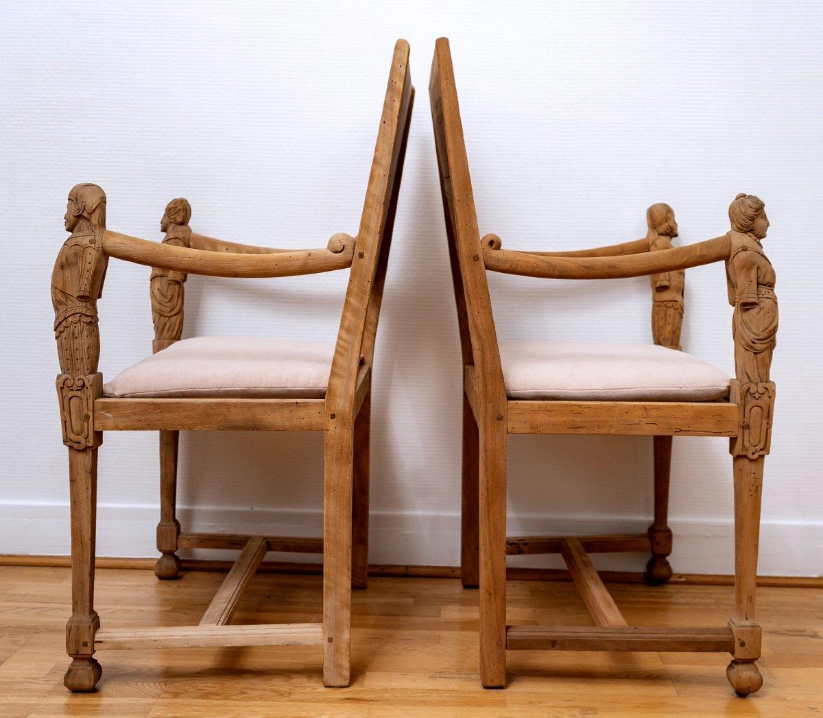 Pair of Neo-Gothic Ceremonial Armchairs, Solid Walnut, Period: 19th Century For Sale 4