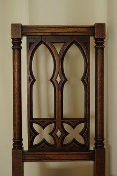 Neo-Gothic Stained Oak Side Chairs, Hand-Crafted, Denmark, 1880