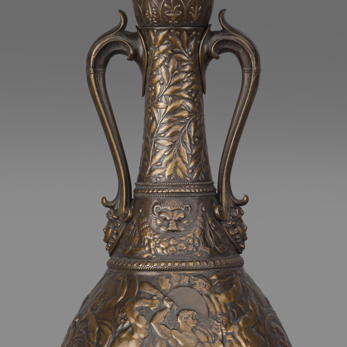 Paar 'Neo-Grec' Stil Multipatinierte Bronze Amphora Vasen  (Neoklassisch) im Angebot