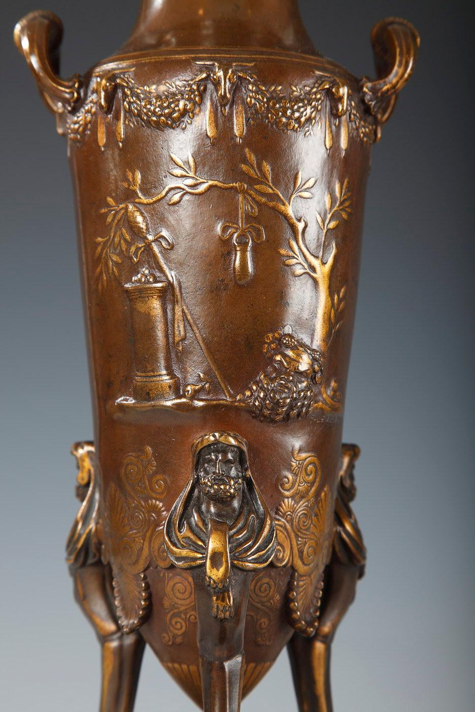 Paire de vases néo-grecs en amphore par Barbedienne et Levillain, France, vers 1880 Bon état - En vente à PARIS, FR