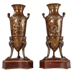 Pair of Neo-Greek Amphora Vases by Barbedienne and Levillain, France, circa 1880