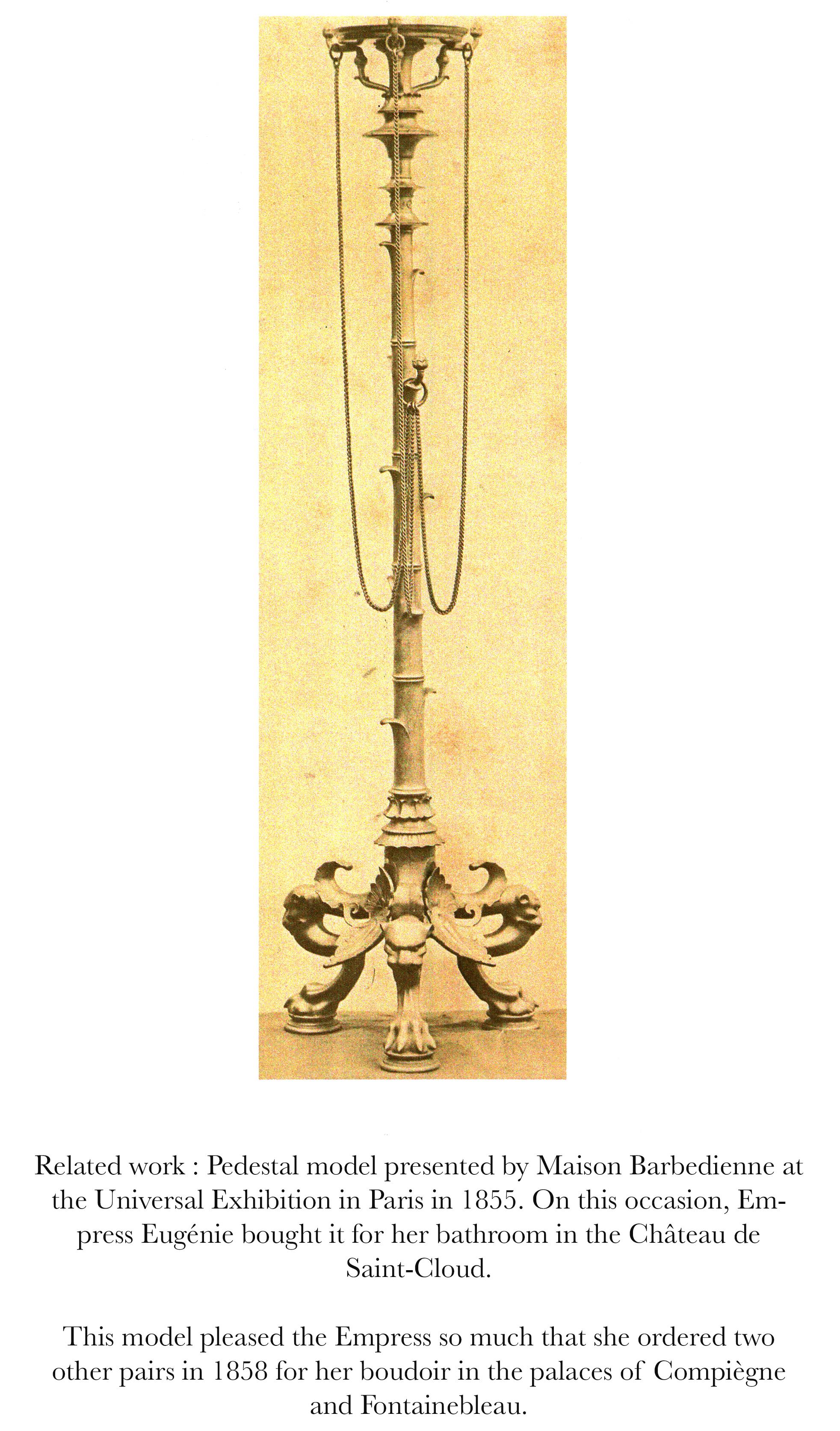 Mid-19th Century Pair of Neo-Greek Bronze Floor Lamps by F. Barbedienne, France, circa 1860 For Sale