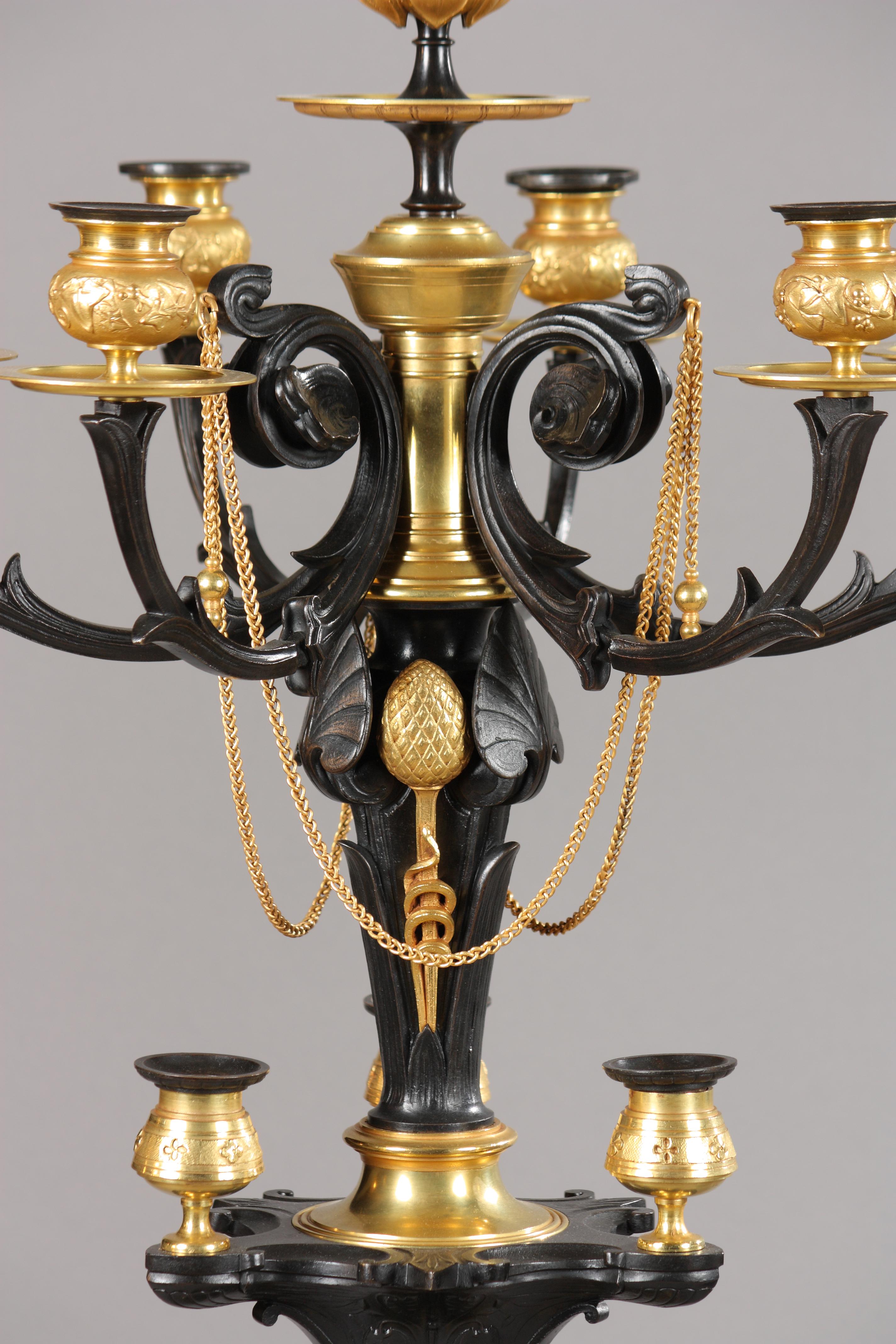 French Pair of Neo-Greek Bronze Candelabras Attributed to G.Servant, France, Circa 1870 For Sale