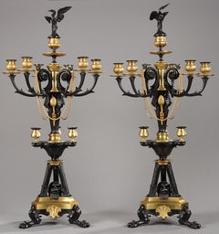 Pair of Neo-Greek Bronze Candelabras Attributed to G.Servant, France, Circa 1870