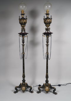 Pair of Neo-Greek Floor Lamps Att. to Lacarrière, Delatour & Cie, France, C 1860