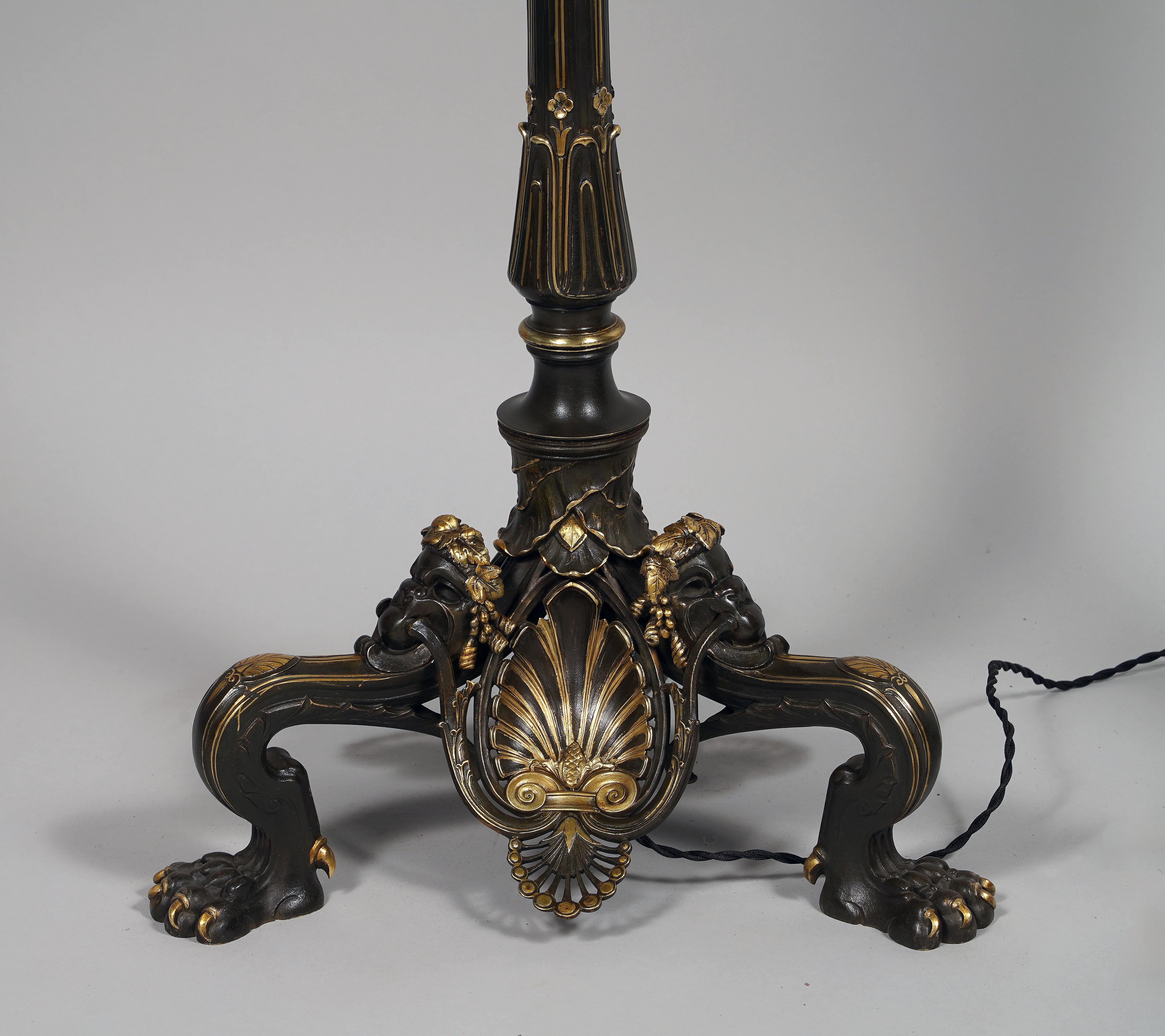 Greek Revival Pair of Neo-Greek Floor Lamps Att. to Lacarrière, Delatour & Cie, France, C 1860 For Sale
