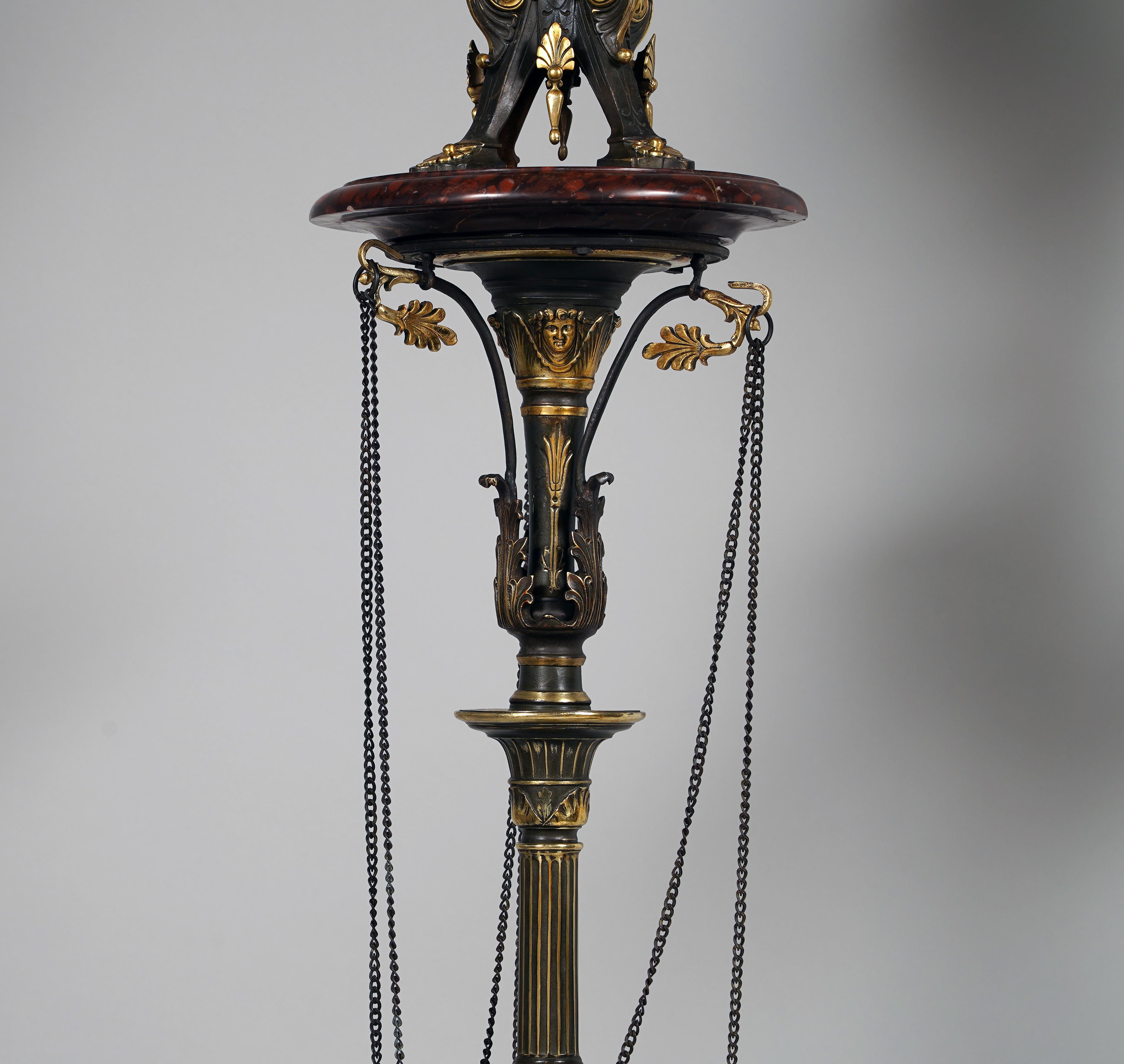 French Pair of Neo-Greek Floor Lamps Att. to Lacarrière, Delatour & Cie, France, C 1860 For Sale