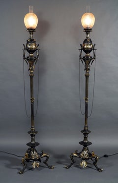 Pair of Neo-Greek Floor Lamps Attributed to G. Servant, France, Circa 1870