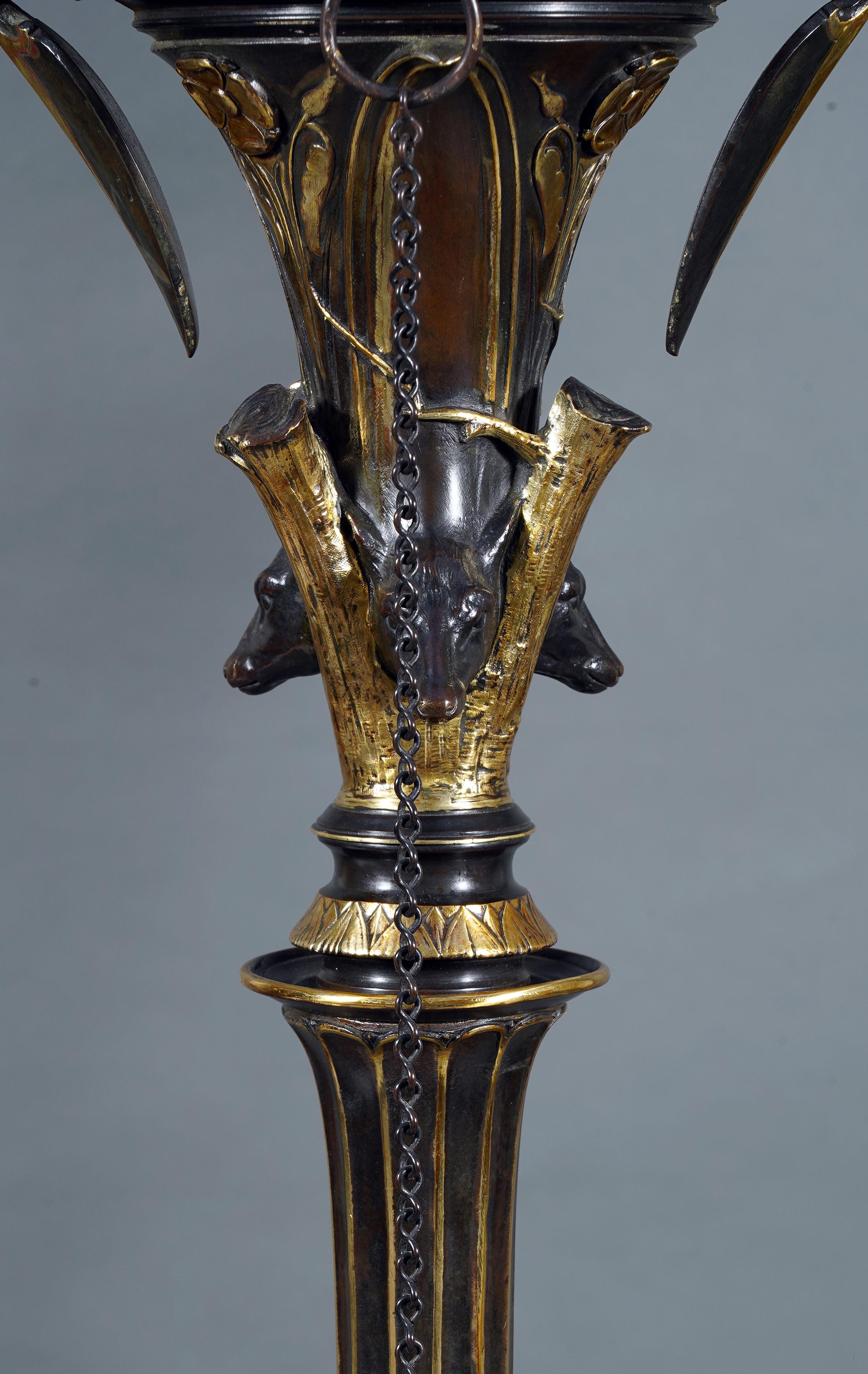 Coppia di lampade da terra neogreche attribuite a G. Servant, Francia, 1870 circa In condizioni buone in vendita a PARIS, FR