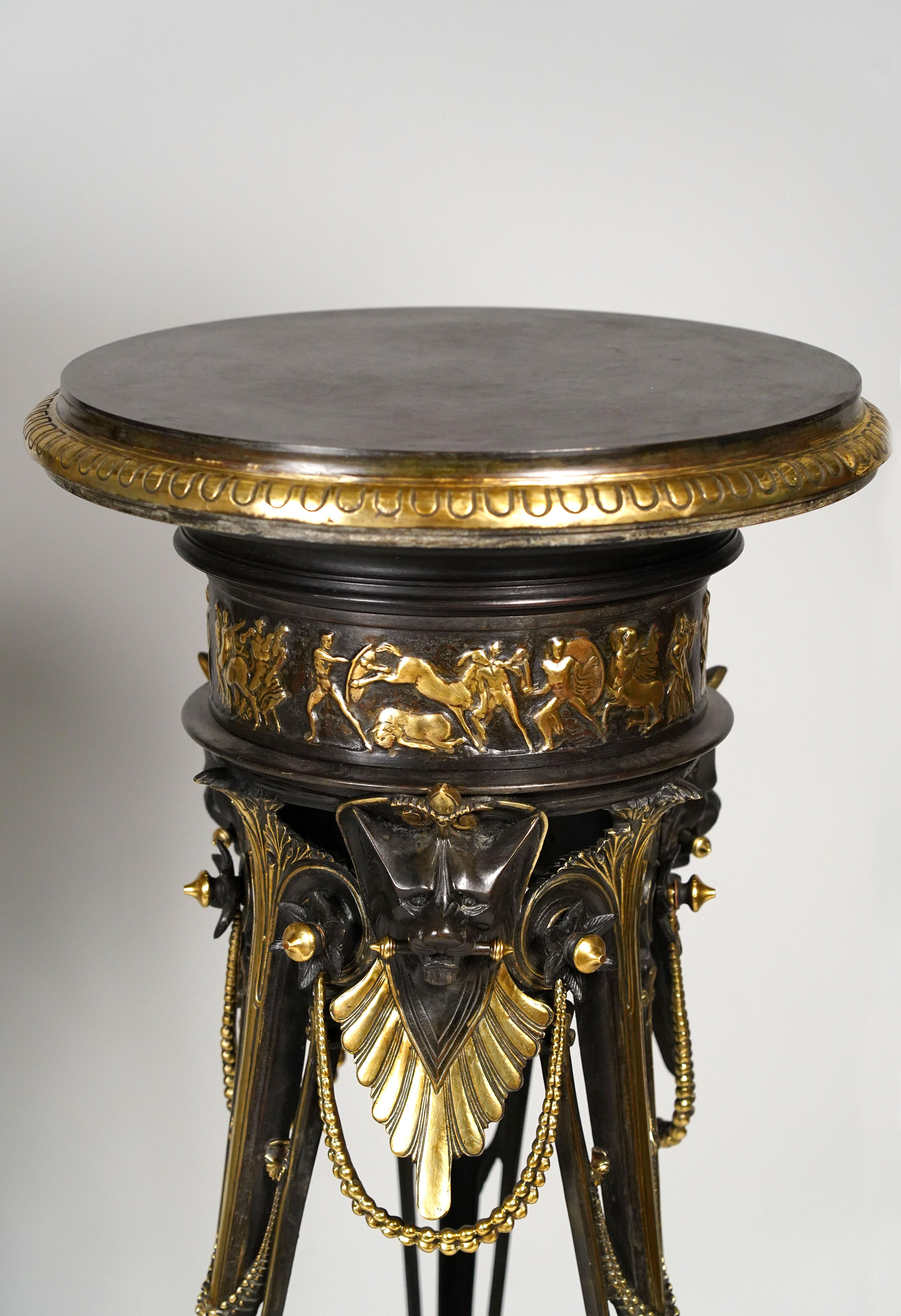 French Pair of Neo-Greek Pedestals, attributed to G.Servant, France, Circa 1880 For Sale
