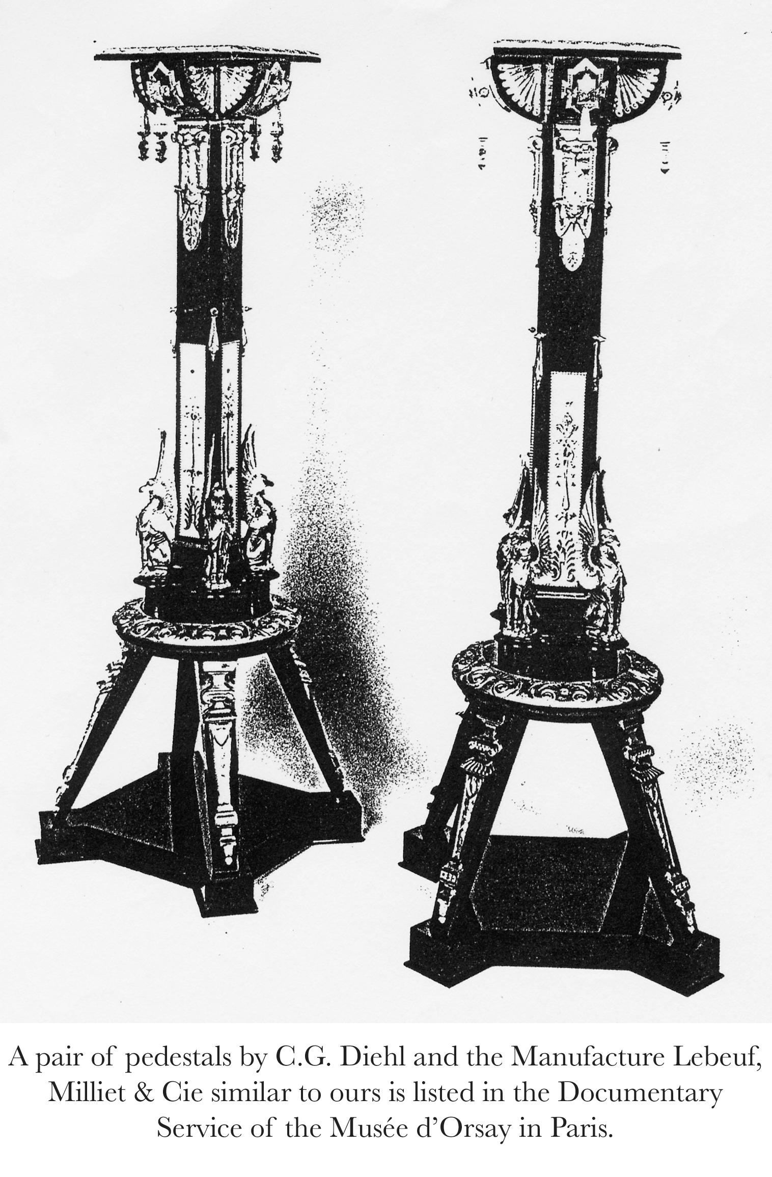 Pair of Neo-Greek Pedestals. C.G. Diehl & J.Brandely, France, circa 1867 For Sale 3