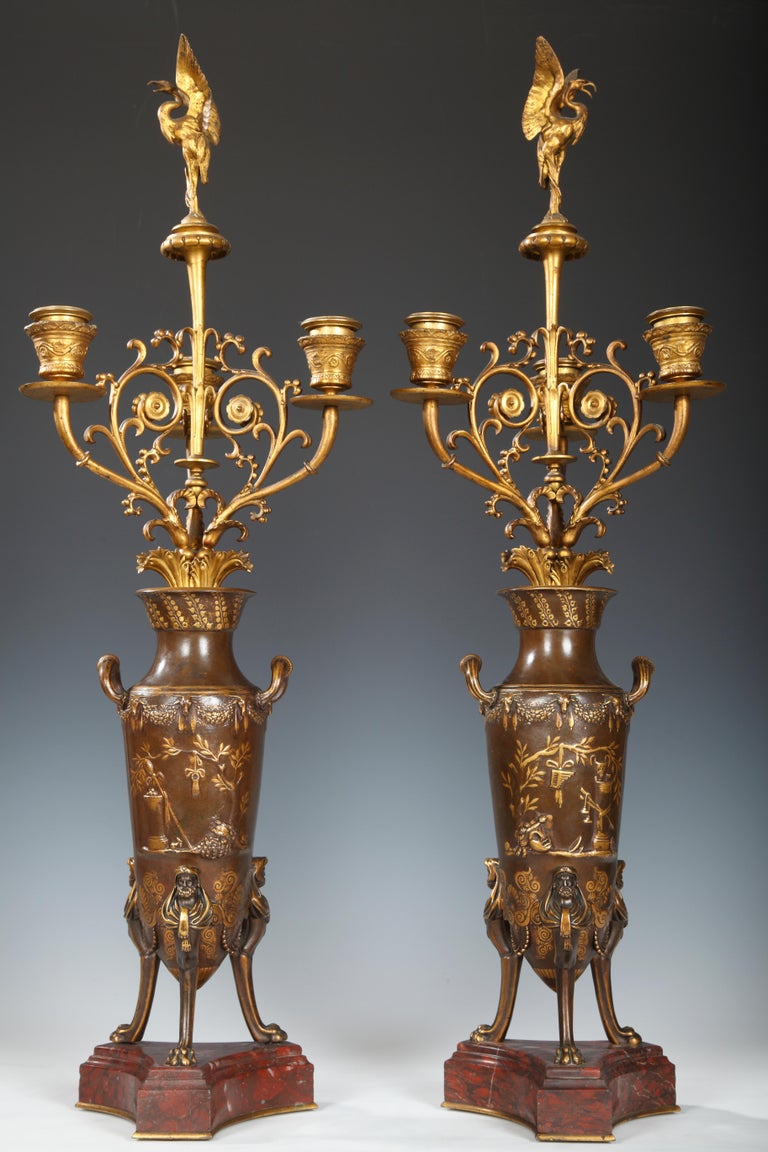 Pair of NeoGreek VaseCandelabras by F. Levillain and F. Barbedienne