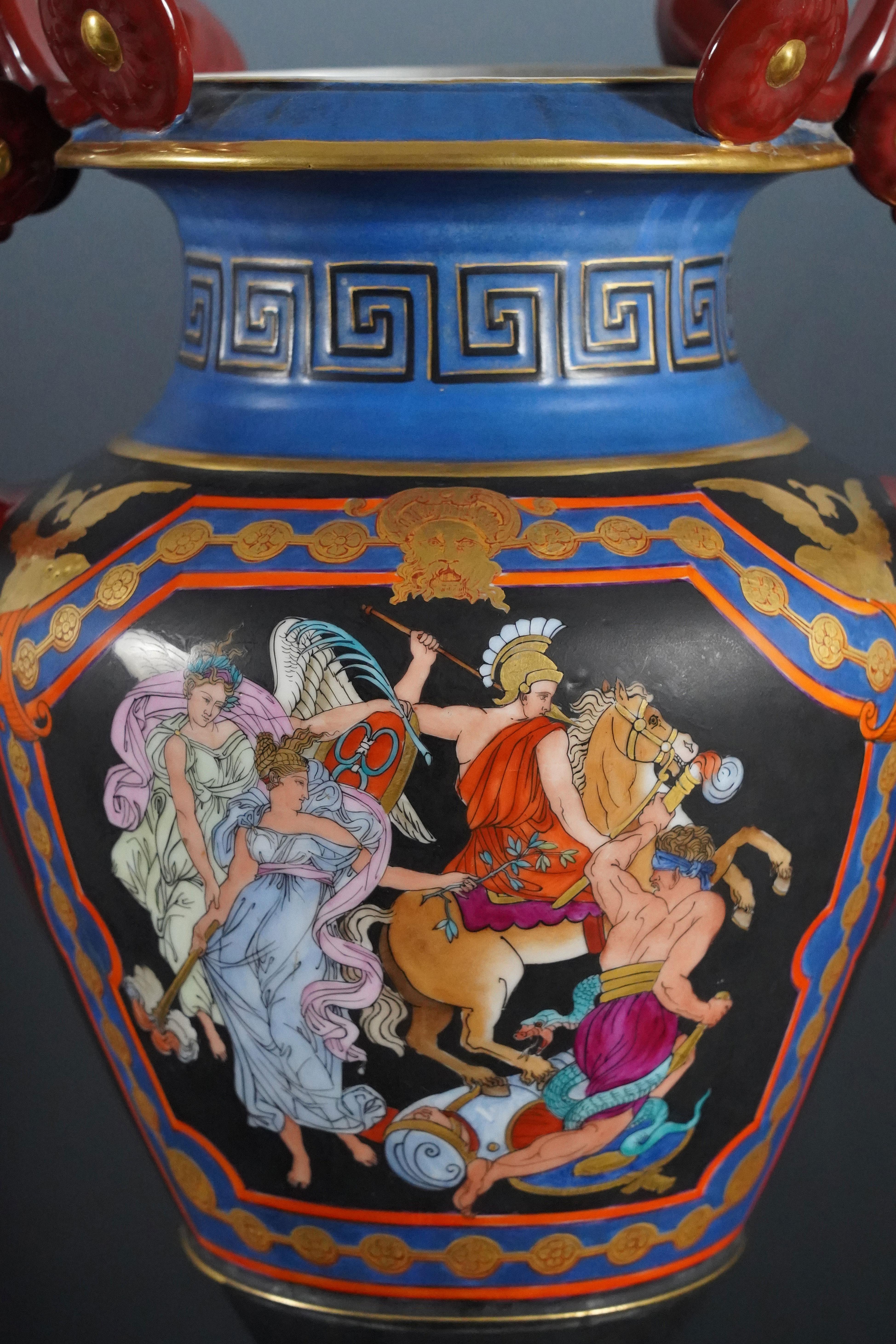 Late 19th Century Pair of Neo-Greek Vases attr. to Paris Porcelain Manufacture, France, circa 1880 For Sale