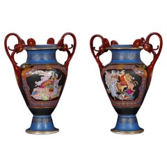 Antique Pair of Neo-Greek Vases attr. to Paris Porcelain Manufacture, France, circa 1880