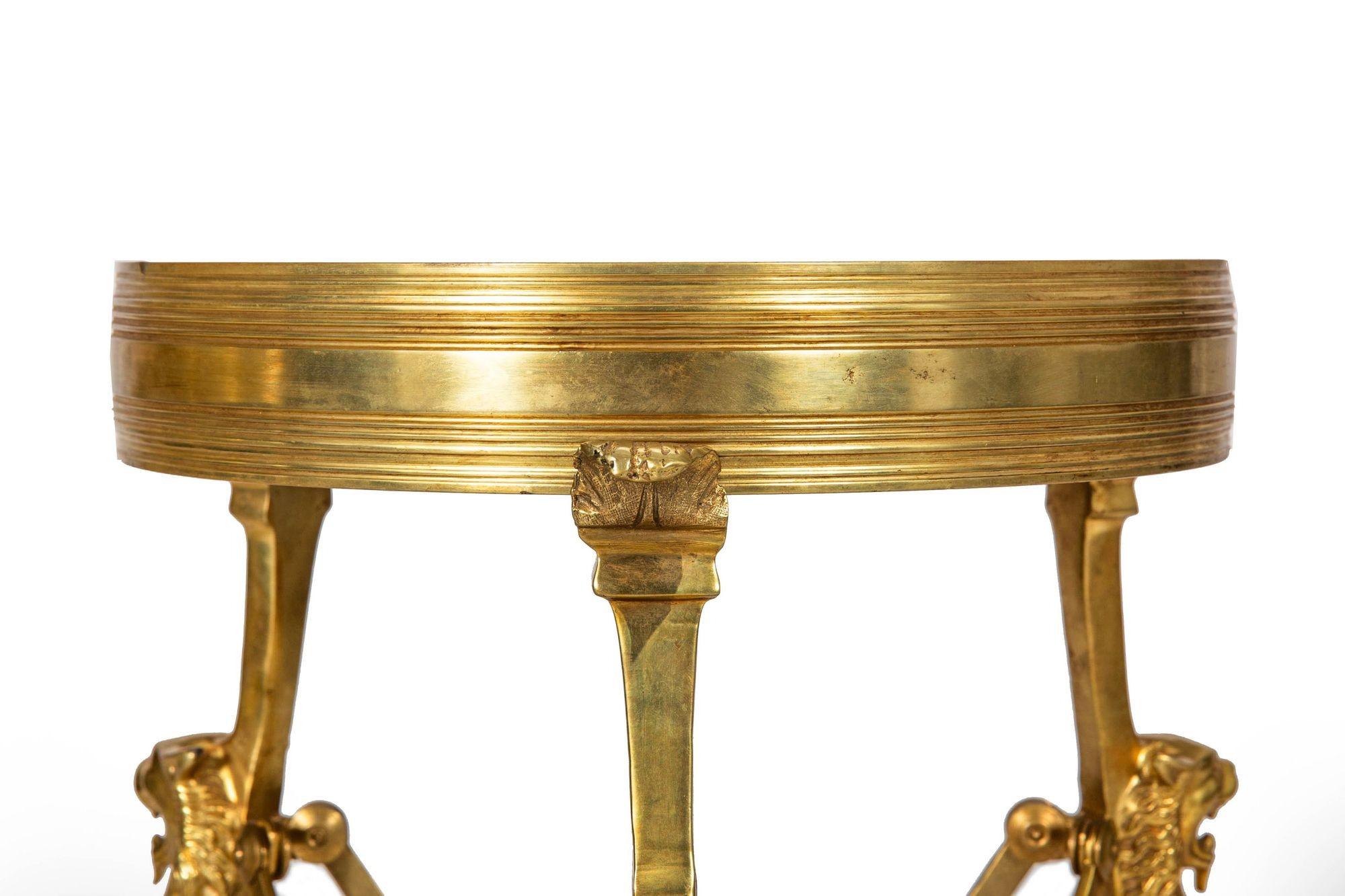 Paire de tables d'appoint néo-pompéiennes en laiton et marbre Greene & Greene Gueridon en vente 2