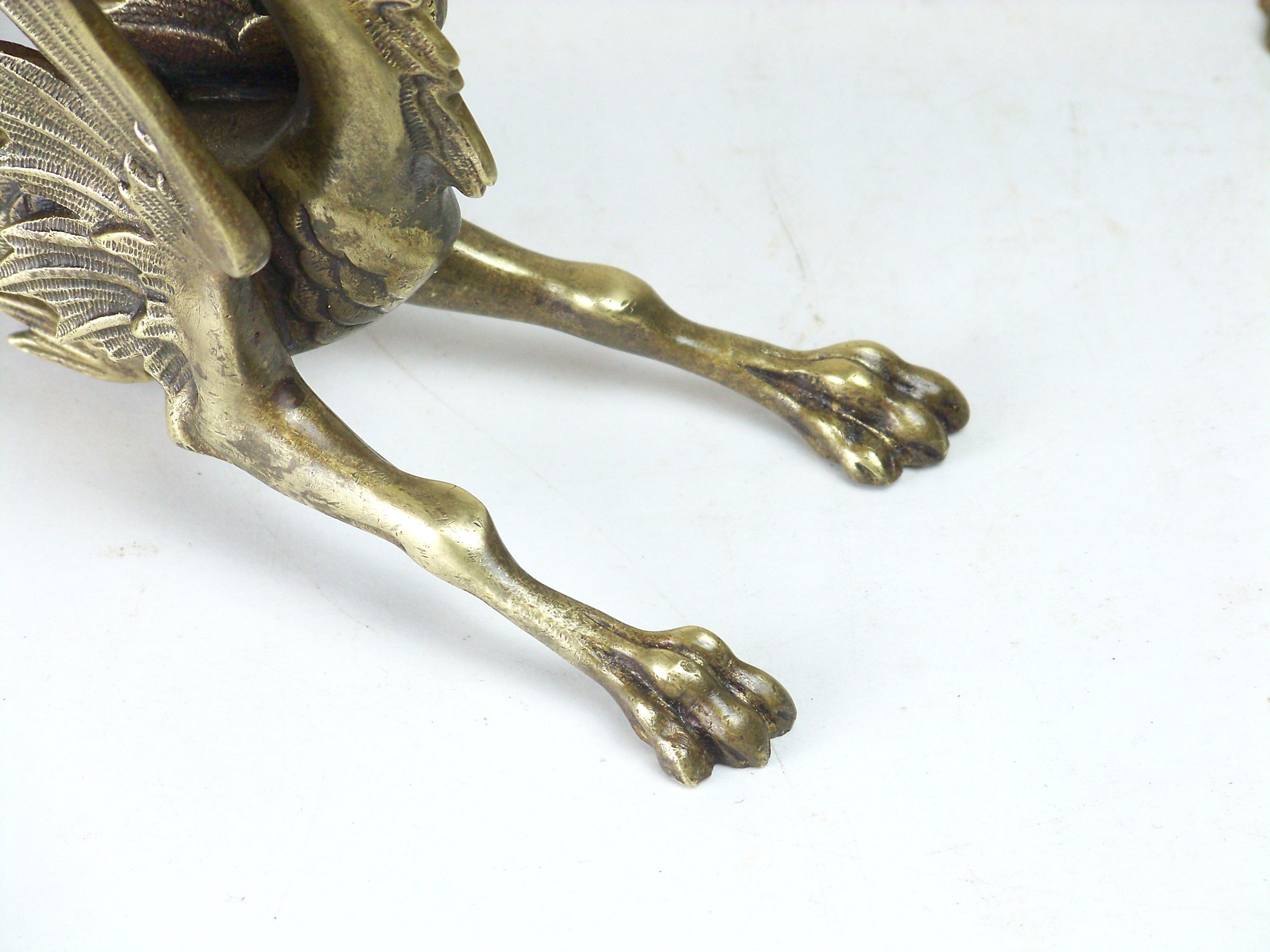 Brass Pair of Neo-Renaissance Candlesticks, Hippocampus