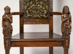 Pair of Neo-Renaissance-Style Armchairs, circa 1860, 19th Century.