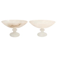 Pair of Neoclassic Alabaster Tazzas