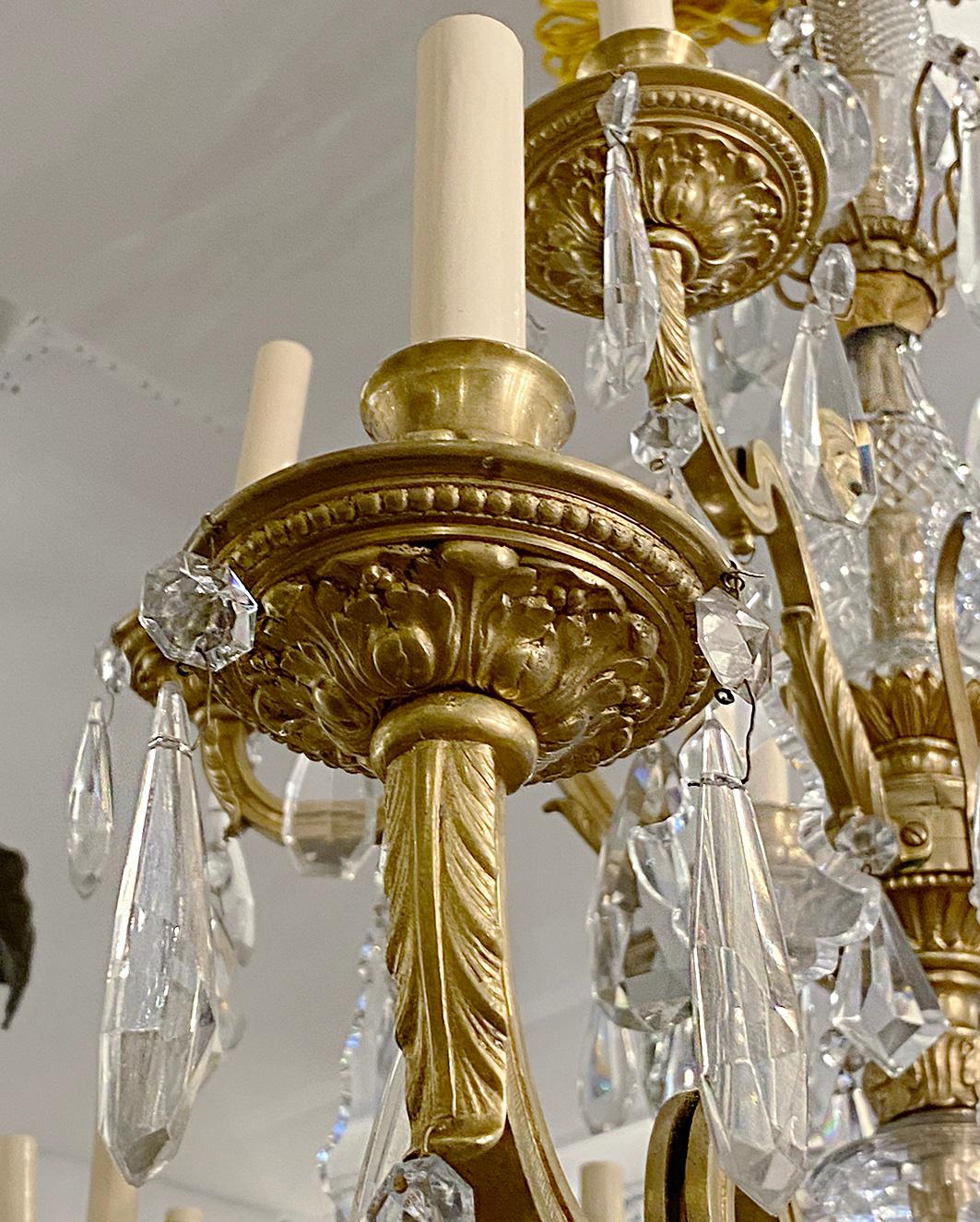 Early 20th Century Pair of Neoclassic Bronze Chandeliers, Sold Individually For Sale