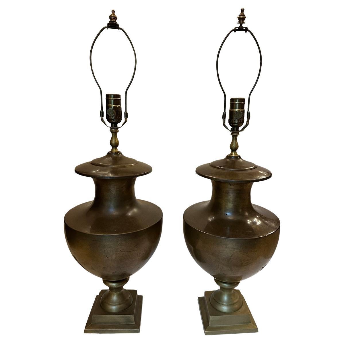 Pair of Neoclassic Bronze Lamps