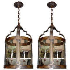 Pair of Neoclassic Bronze Lanterns, Sold Individually
