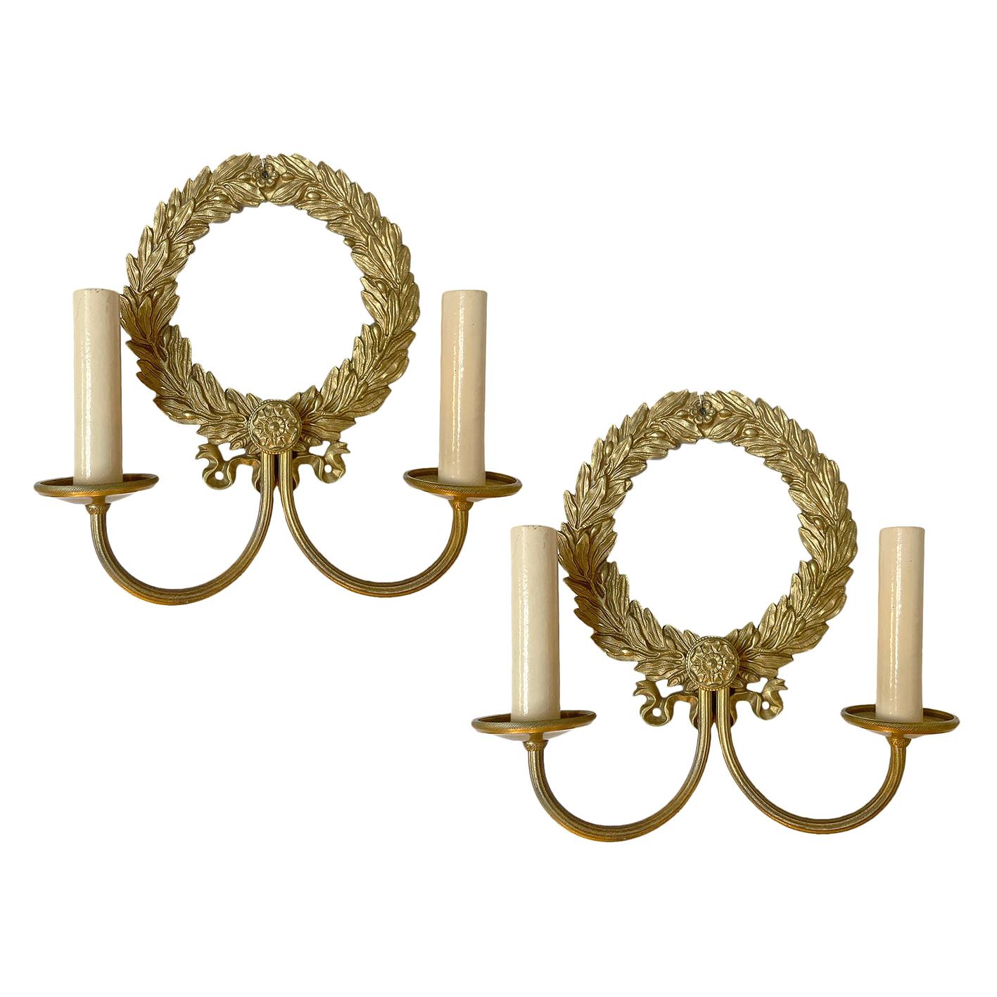 Pair of Neoclassic Bronze Sconces For Sale