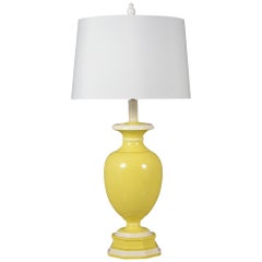 Neoclassical Yellow & White Ceramic Table Lamps with New White Shades
