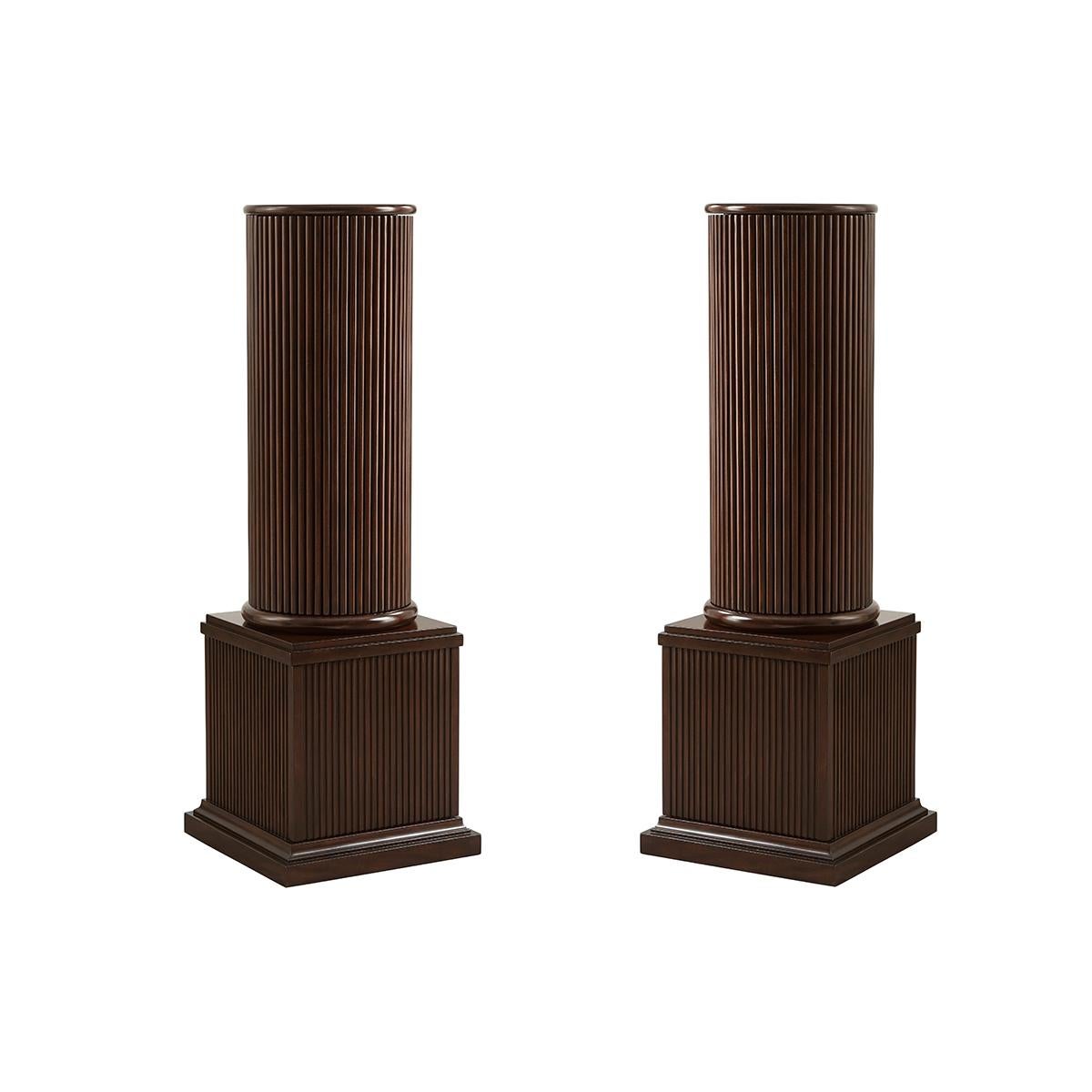 Pair of Neoclassic Column Form Pedestals For Sale