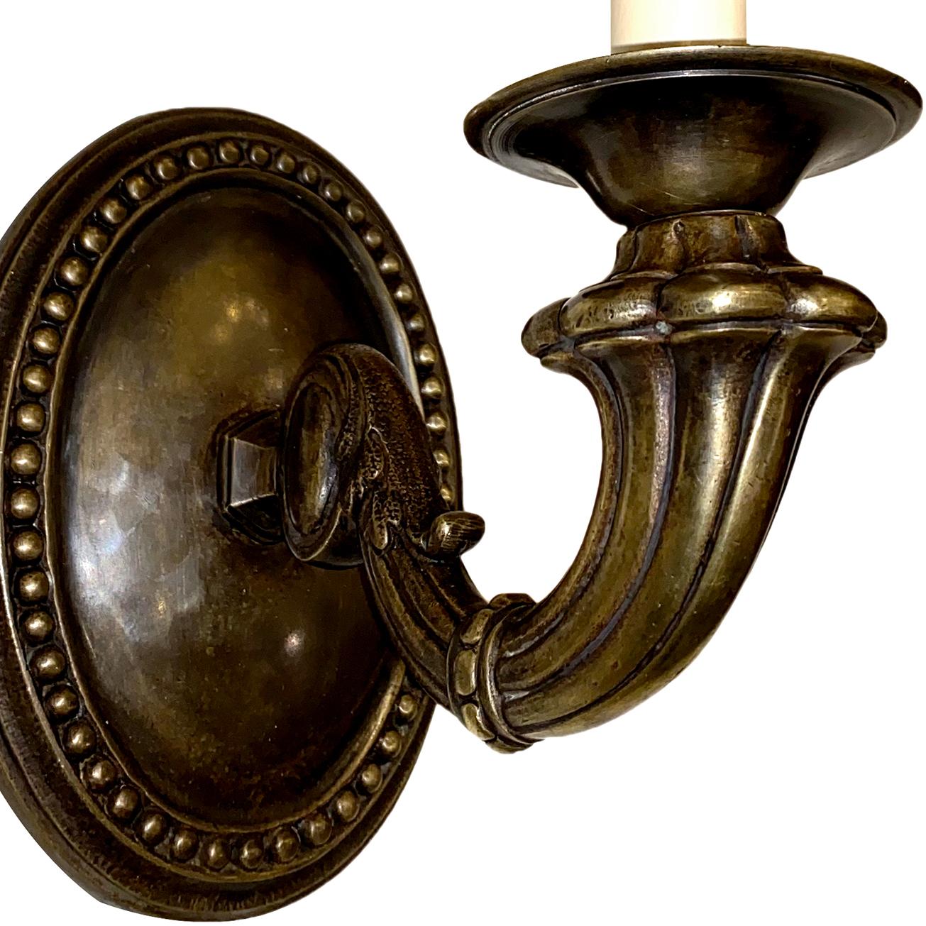 Cast Pair of Neoclassic English Sconces For Sale