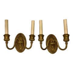 Antique Pair of Neoclassic Gilt Bronze Sconces