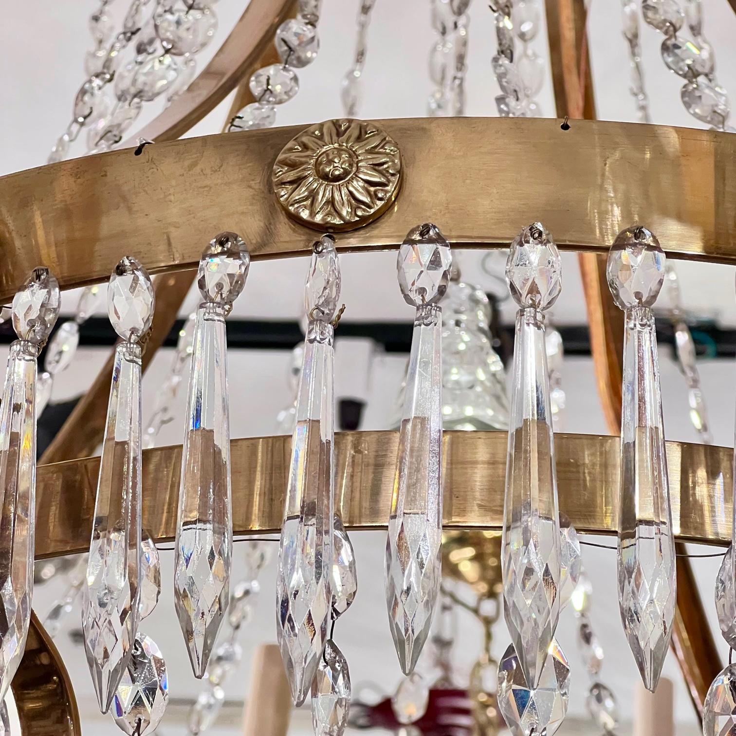 Bronze Pair of Neoclassic Gilt Swedish Chandeliers, Sold Individually For Sale