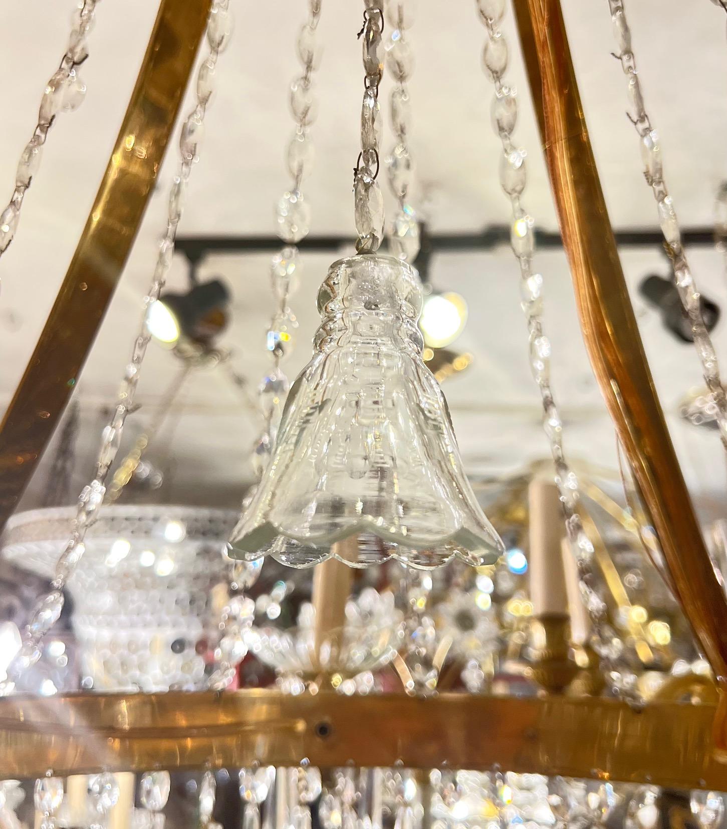 Pair of Neoclassic Gilt Swedish Chandeliers, Sold Individually For Sale 3