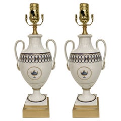 Pair of Neoclassic Lamps, by Gio Ponti for Richard Ginori Pittorai