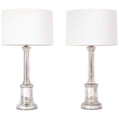 Pair of Neoclassic Mercury Glass Table Lamps