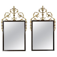 Pair of Neoclassic Painted and Giltwood Mirrors