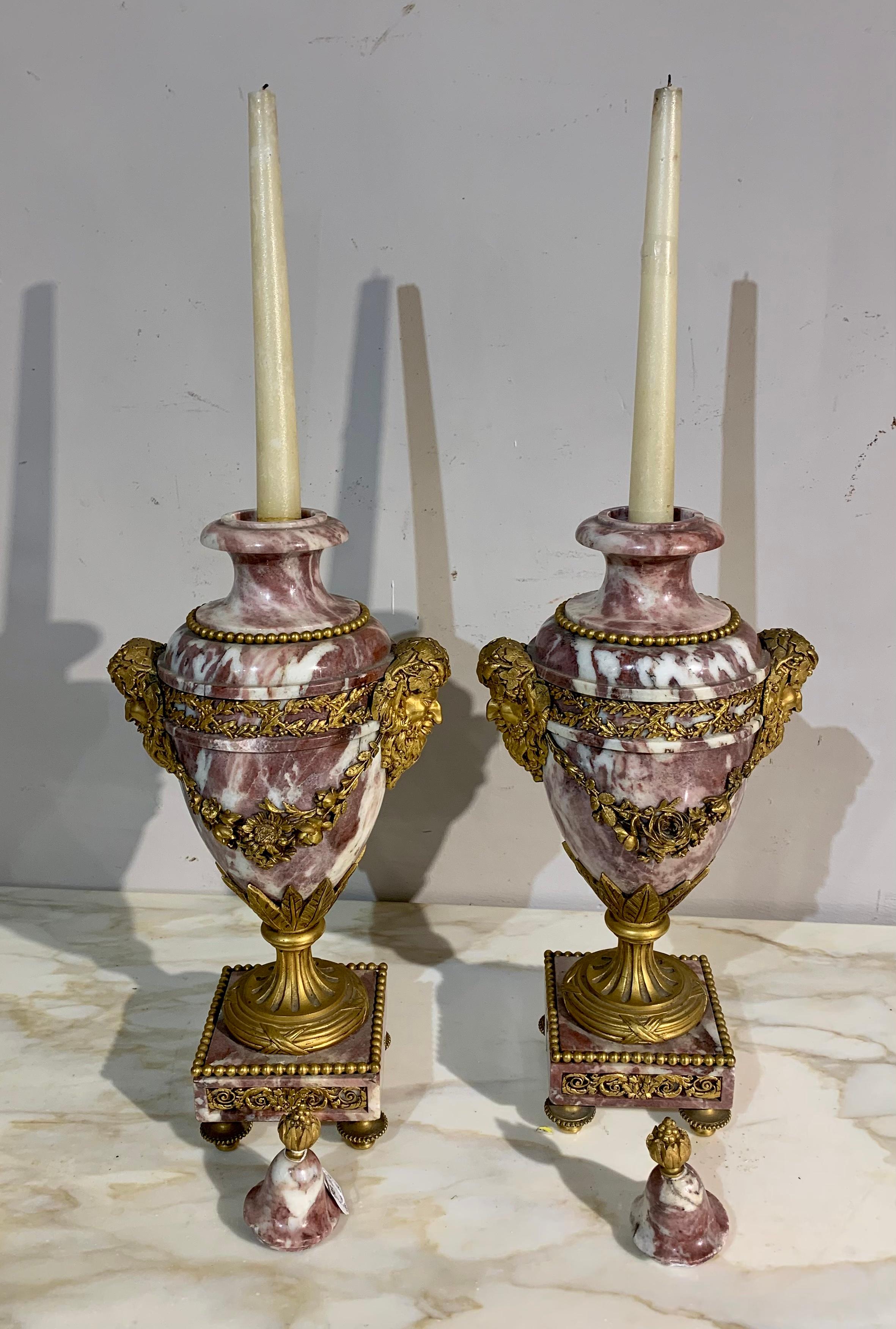 French Pair of Neoclassic Paris Marble Vase
