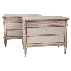 Pair of Neoclassic Scandanavian Style Painted Chests, Contemporary