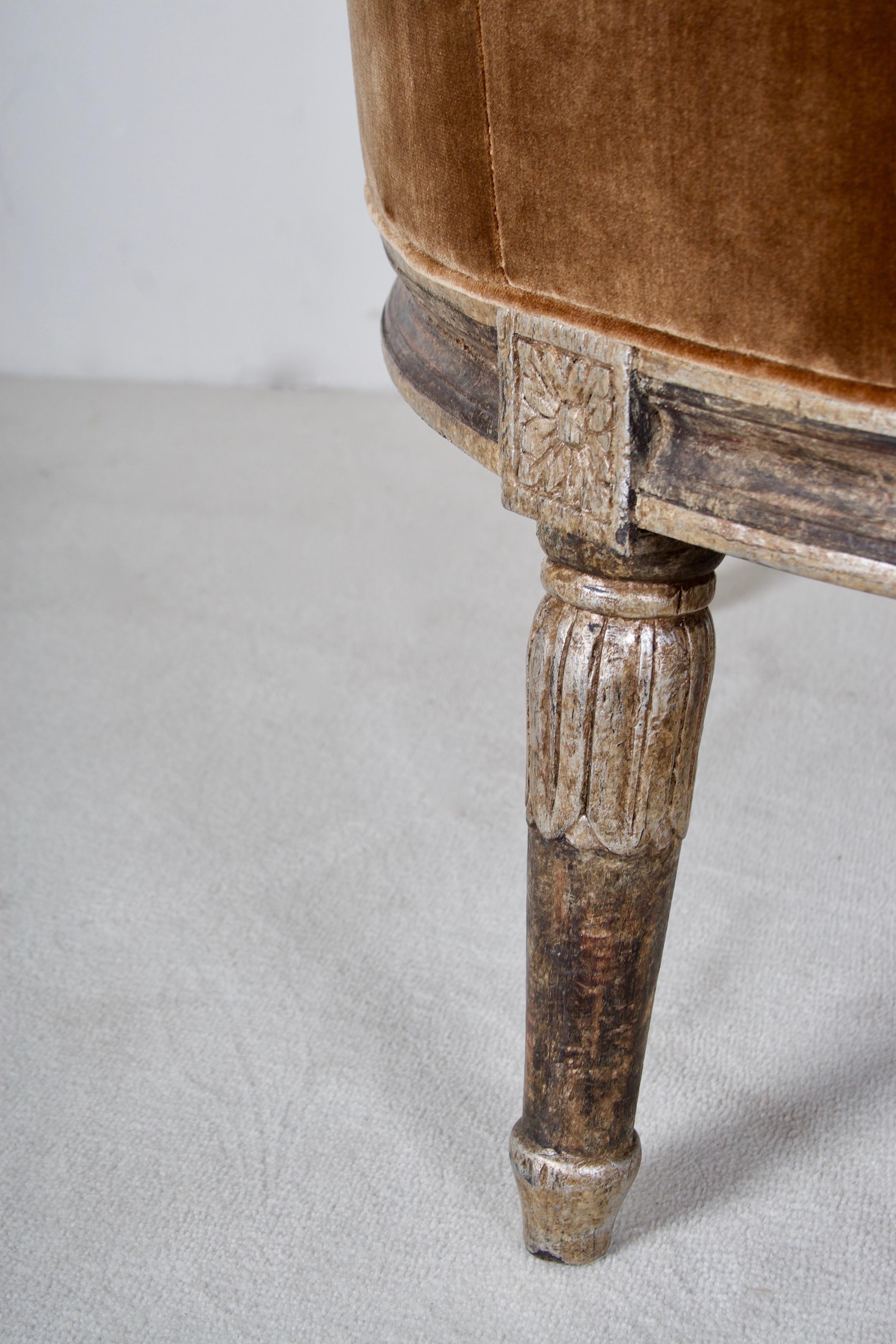 Pair of Neoclassic Style Bergères, Upholstered in Silk Velvet 2