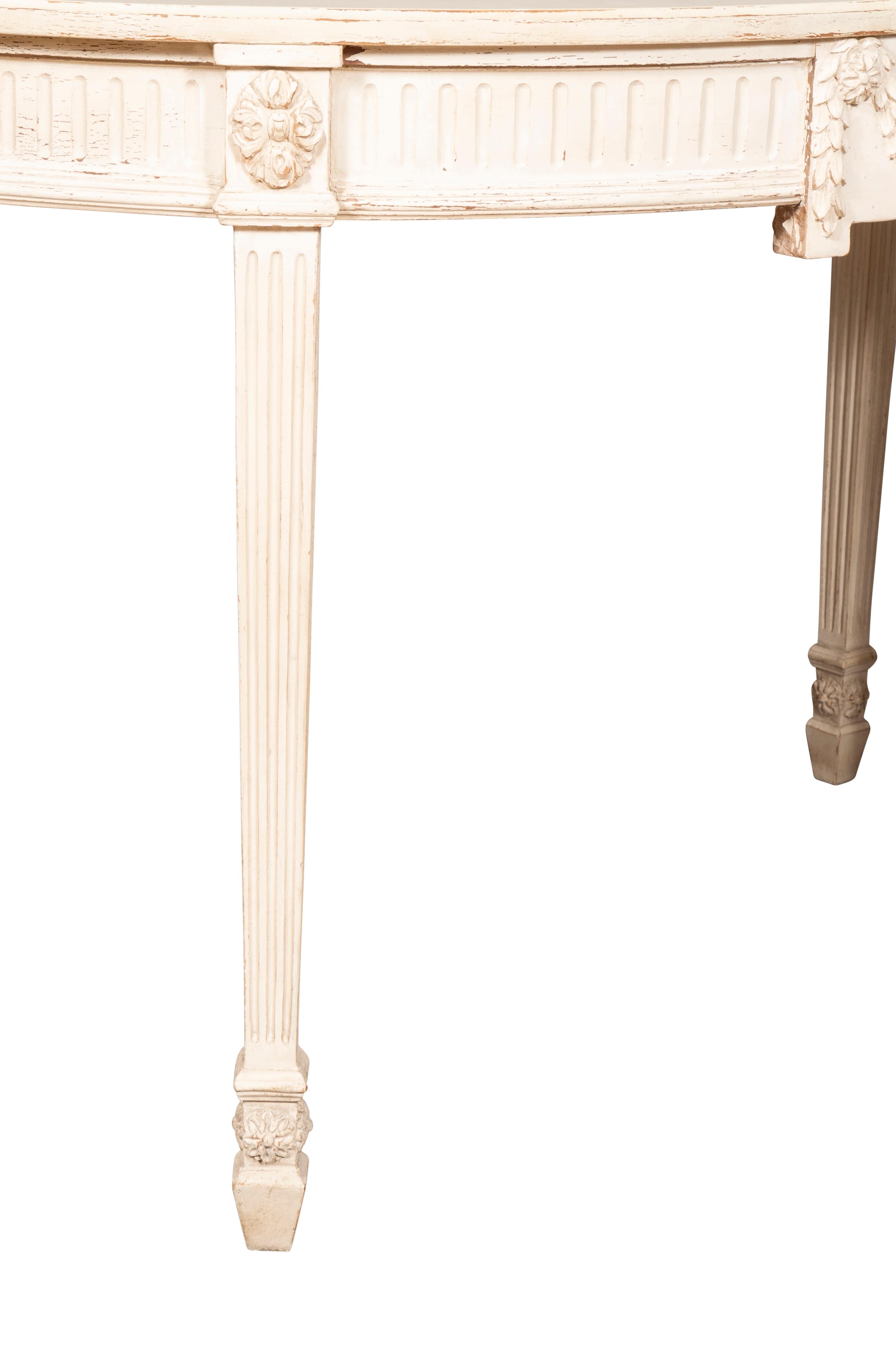 Pair of Neoclassic Style Demilune Painted Console Tables 4