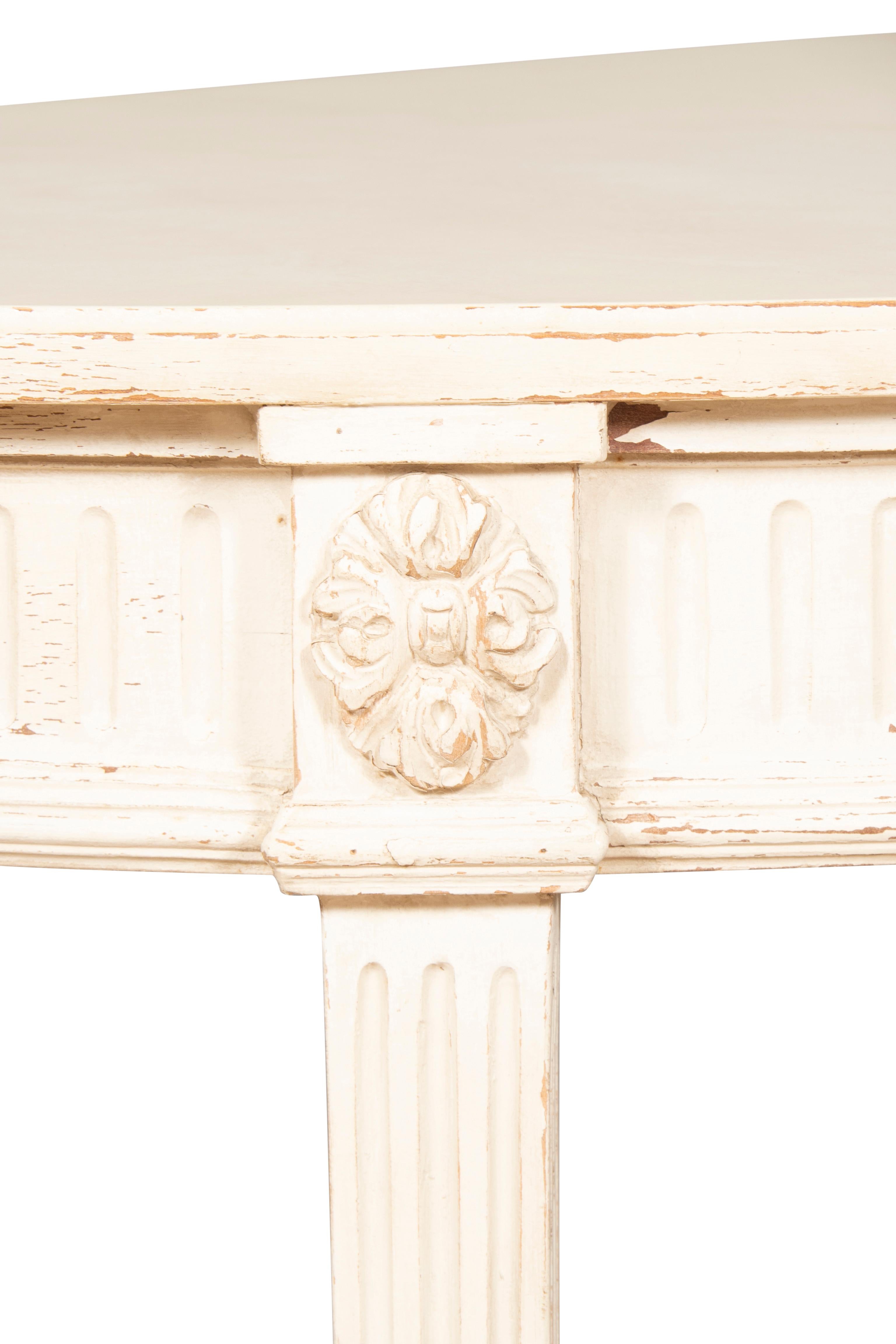 Pair of Neoclassic Style Demilune Painted Console Tables 5