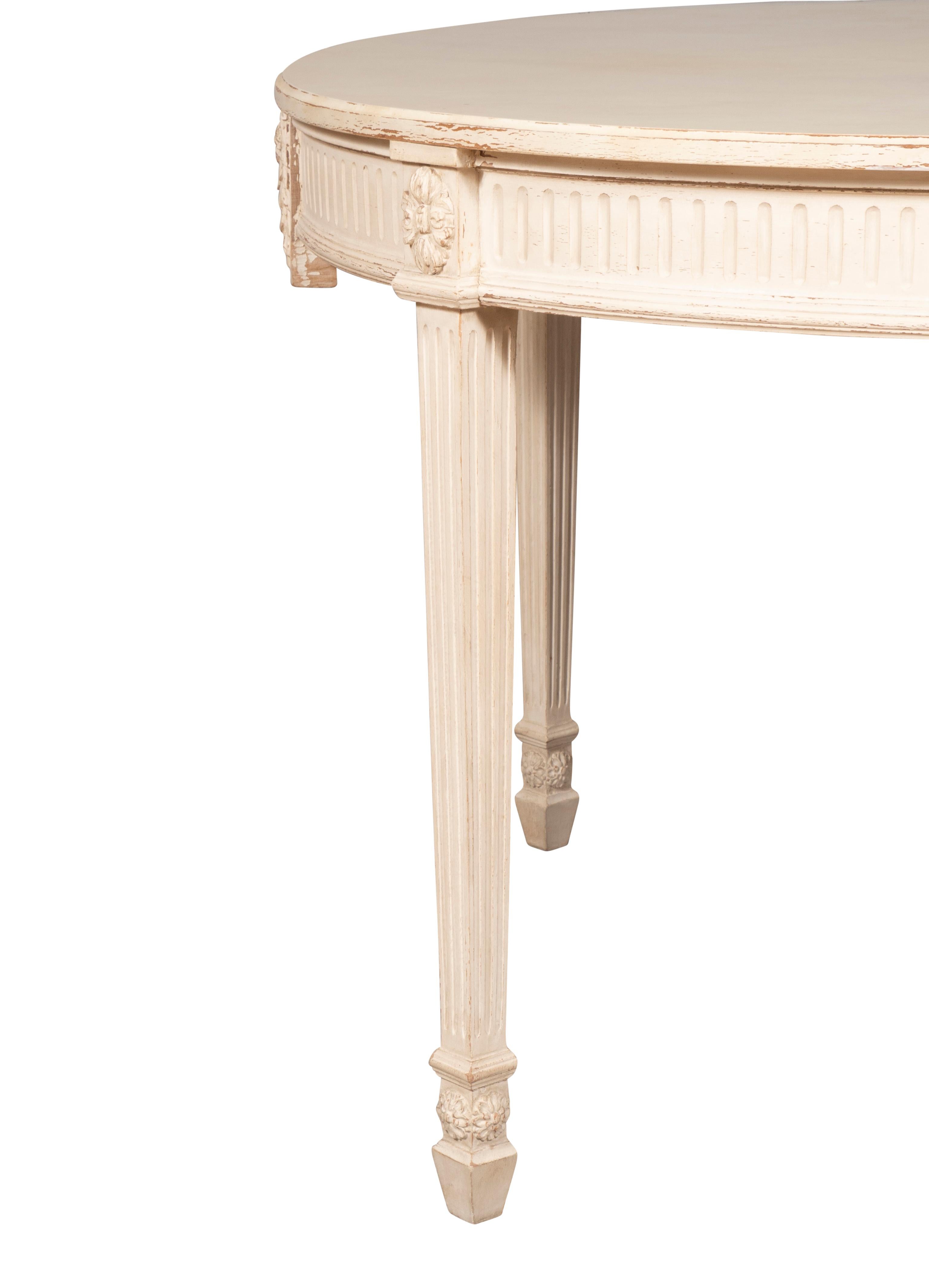 Pair of Neoclassic Style Demilune Painted Console Tables 8